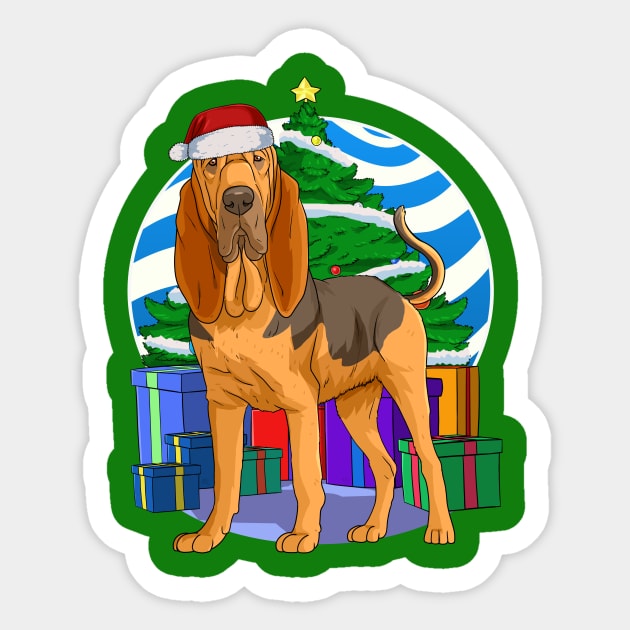 Bloodhound Dog Cute Santa Christmas Gift Sticker by Noseking